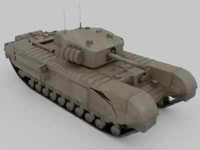 Churchill MK III Infantry Support Heavy Tank Low-poly 3D model