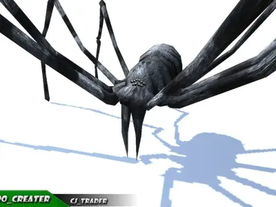 Low-Poly Black Spider Rigged Animated 3d model Low-poly 3D model