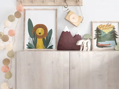 A Large Set Of Decor For A Nursery In Jungle Style 3D model