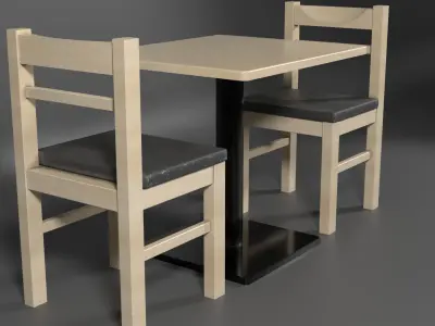 Table and Chair Set Low-poly 3D model purchase