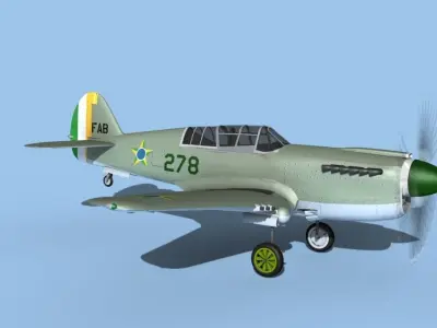 Curtiss P-40N Tomahawk Brazil 3D model