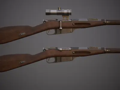 Mosin Nagant M1891 Low-poly 3D model