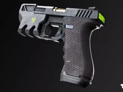 Cyberpunk Handguns Low-poly 3D model