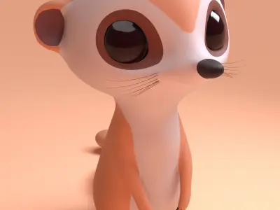 Cute meerkats Low-poly 3D model