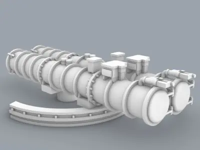 Type 53 Torpedo Tubes Low-poly 3D model