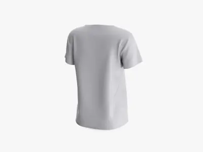 Female T-Shirt Dropped Shoulder Deep V Collar Short Sleeve 3D model