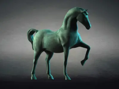 Carving Horse And Marble Stone Horse 3D model