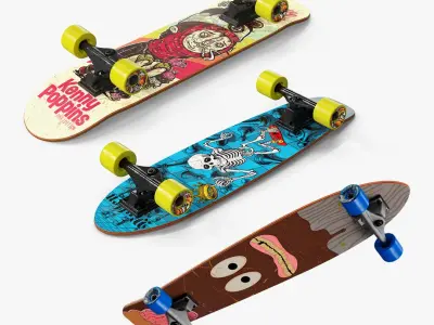 Cartoon Design Skateboards Collection 3D model