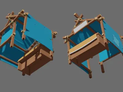 wood stall Low-poly 3D model