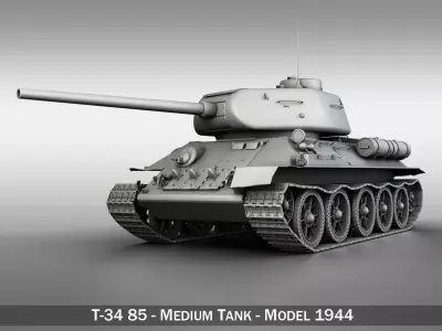 T-34 85 - Soviet medium tank 3D model