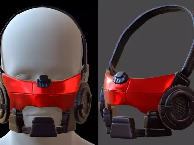 Gas mask helmet 3d model scifi Low-poly  Low-poly 3D model 542