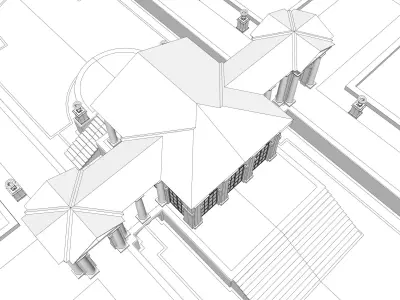 Exterior Swimming Pool with a Classical Gazebo in Tuscan Order 3D model