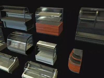 Commercial Food Display counters Low-poly 3D model