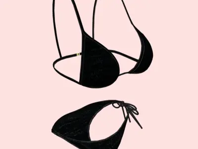 Sexy Black Dotted Bikini P04 Low-poly 3D model