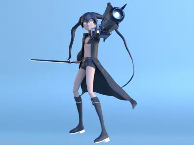 Black Rock Shooter-Anime Character Rigged  Low-poly 3D model