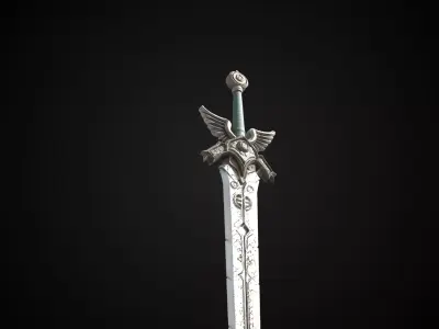 Stylized Rohan Sword - Winged Honor - Game Ready 3D model