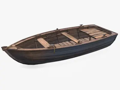 Old Wooden Boat low-poly PBR Low-poly 3D model