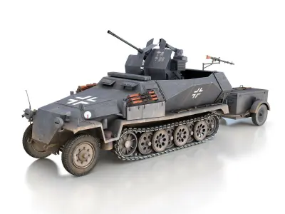 SDKFZ 251 Ausf C - Hanomag Anti-aircraft vehicle - FRHG 3D model