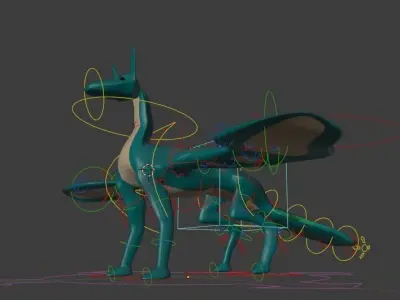 free lowpoly Dragon model rigged Free low-poly 3D model