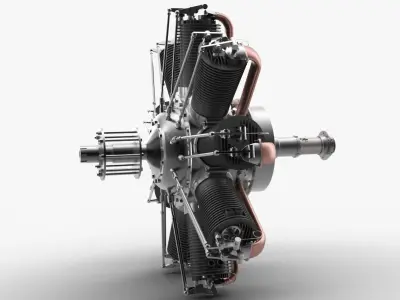 Clerget 9B rotary engine 3D model