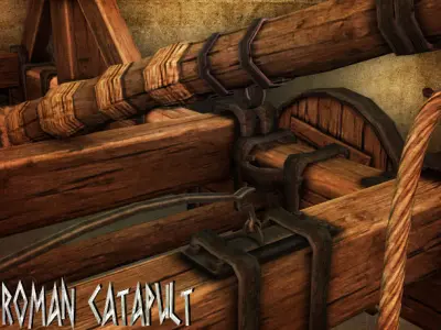 Roman Catapult Low-poly 3D model
