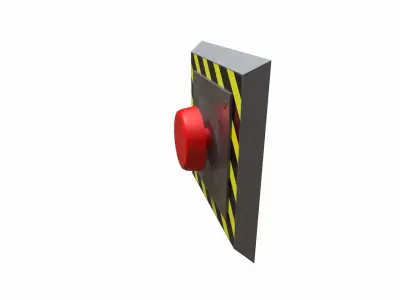 Red alarm button Emergency stop button Low-poly 3D model