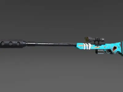 Stylized sniper rifle Low-poly 3D model