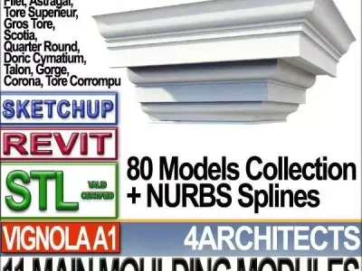 80 Architecture Moulding Modules Collection Revit STL Print 3D print model