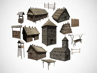 Early medieval castle Free low-poly 3D model