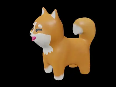 Free Cute Toon Shiba Inu Free low-poly 3D model
