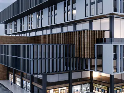 Storefront Realistic Shopping Mall Exterior 3D model