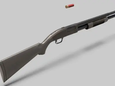 Pump Action Shotgun Low-poly 3D model