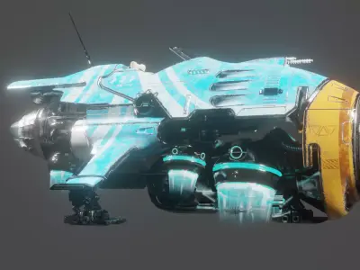 Cyberpunk Speeder Low-poly 3D model