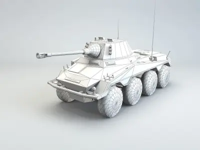 Low Poly SdKfz 234 2 Puma Armored Car Low-poly 3D model