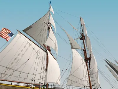 Brig Ship J W Parker 1874 Brigantino Toscano 3D model