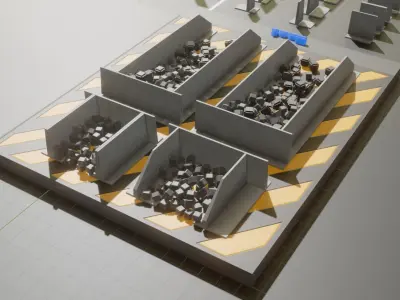 Concrete Storage Box Wall Components Construction Kit Low-poly 3D model