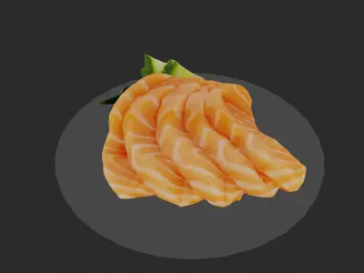 Sashimi realistic 3d model salmon Low-poly 3D model