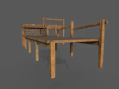 wooden pier Low-poly 3D model Low-poly 3D model