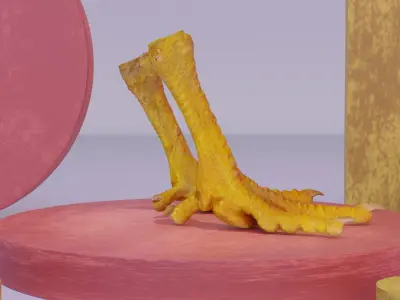 Pair chicken feet high-poly 3D model