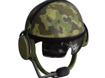 3d Military Helmet with Headset and Visor 3D model