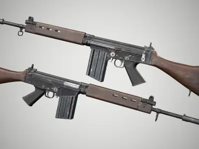 PBR FN FAL G-Series Low-poly 3D model