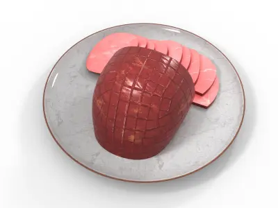 Meat snacks and cabanossi Honey Glazed Ham Slices Low-poly 3D model