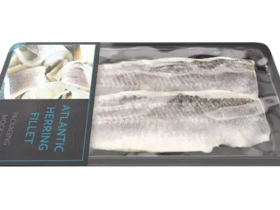 Herring fillet in packaging Low-poly 3D model