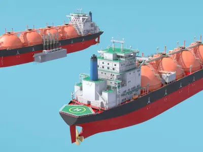 Gas Carrier Ship and LNG Pier 3D model purchase