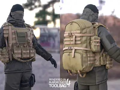 Military Winter Outfit  Low-poly 3D model