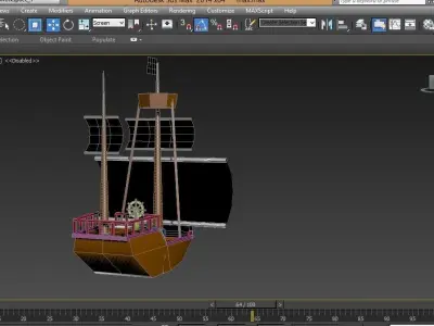 ship1 pirate ship in rain Low-poly 3D model