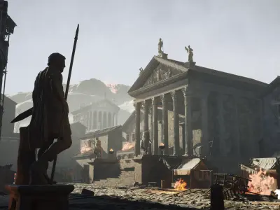 Roman Volcanic Temple Low-poly 3D model