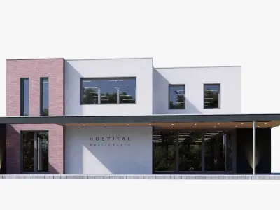 hospital commercial building Low-poly 3D model