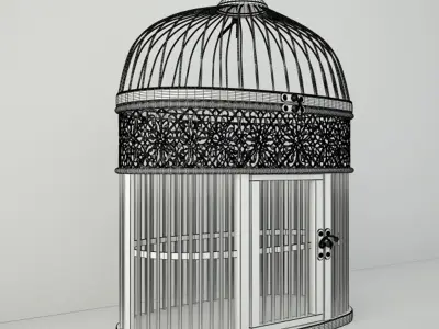 White Metal Bird Cage by ZARA HOME 3D model