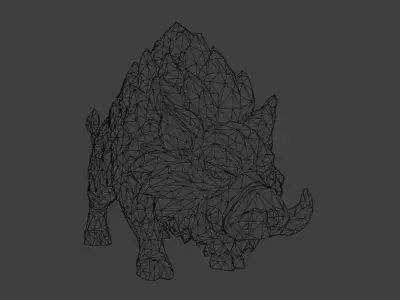 Stylized 3D model of a wild boar -LOW POLY- Low-poly 3D model